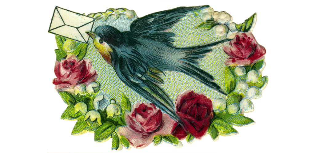 kitsch / souvenir, swallow with loveletter, Germany,