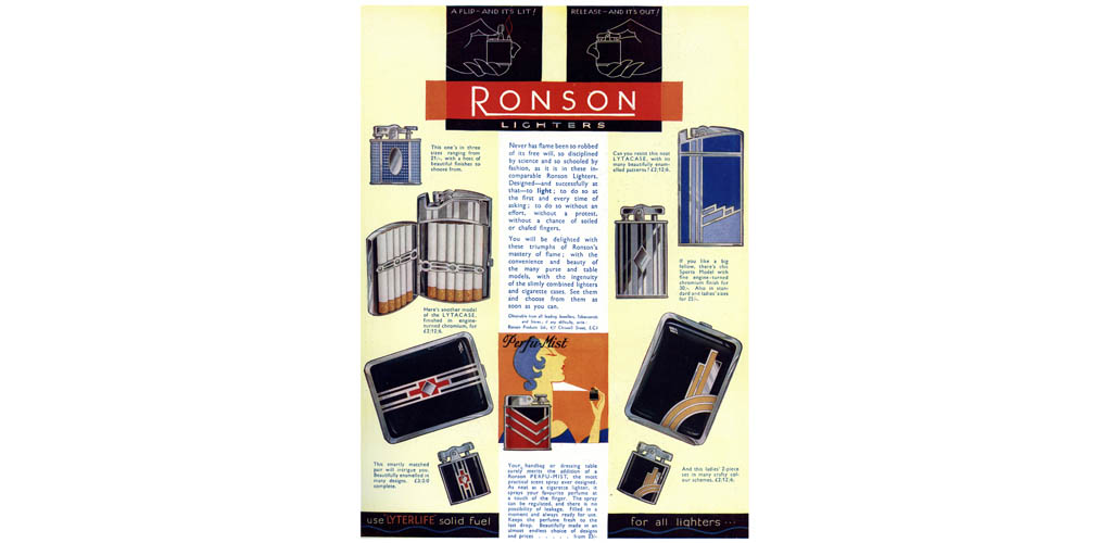 Advertisement for Ronson lighters, 1931