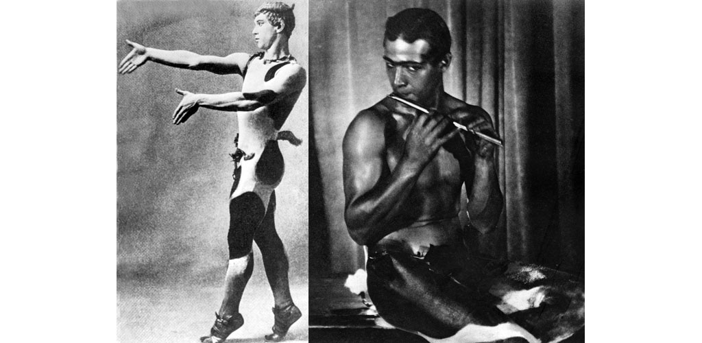 Vaslav Nijinsky, in the title role in AFTERNOON OF A FAUN, 1912. Rudolph Valentino as a faun, 1923