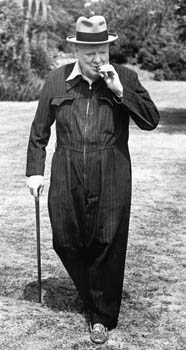 Winston Churchill in his Siren Suit at Chartwell, Kent Date: 11th July 1944