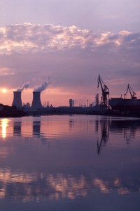 Untitled. Middlesbrough docks, sunset 1970s Date: 1970s