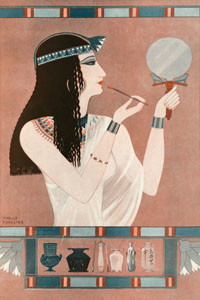 Illustration reflecting facts described in Adolph Erman's 'Life in Ancient Egypt' showing an Egyptian woman applying rouge - apparently the Egyptians applied this even to corpses. Date: 1924