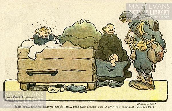 Mary Evans Cartoon, A soldier's billet, WW1 11046849