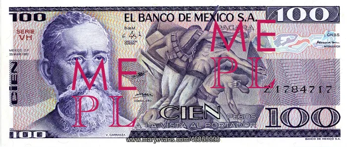 : 100 pesos banknote from 1982 : 100 pesos banknote from 1982