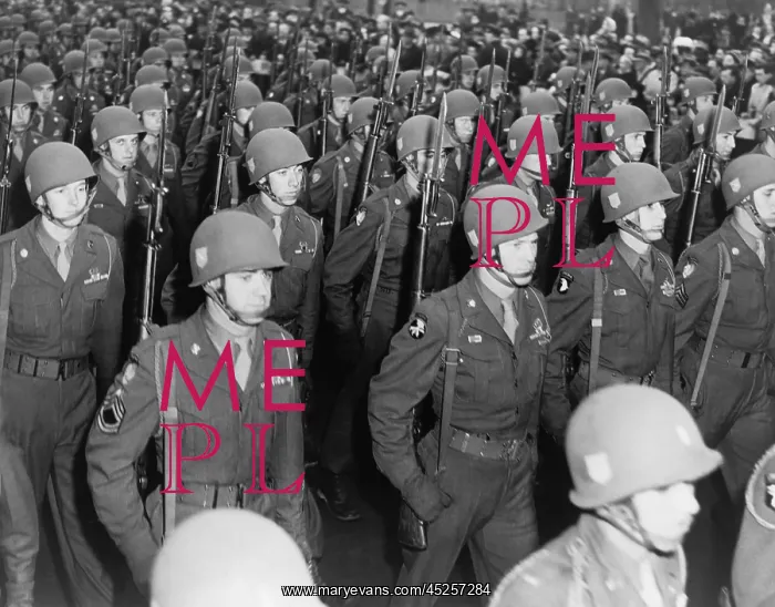 : Some of the 13, 000 soldiers marching in a parade : Some of the 13, 000 soldiers marching in a parade