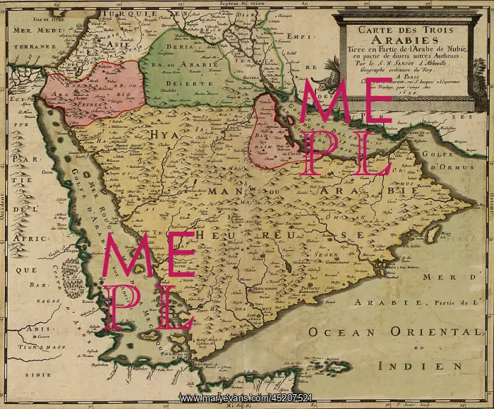 : 1654 French map of Arabian Peninsula by ? : 1654 French map of Arabian Peninsula by ?