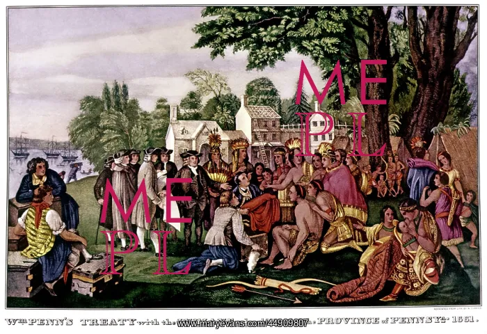 : 1680s currier and ives lithograph william penn : 1680s currier and ives lithograph william penn