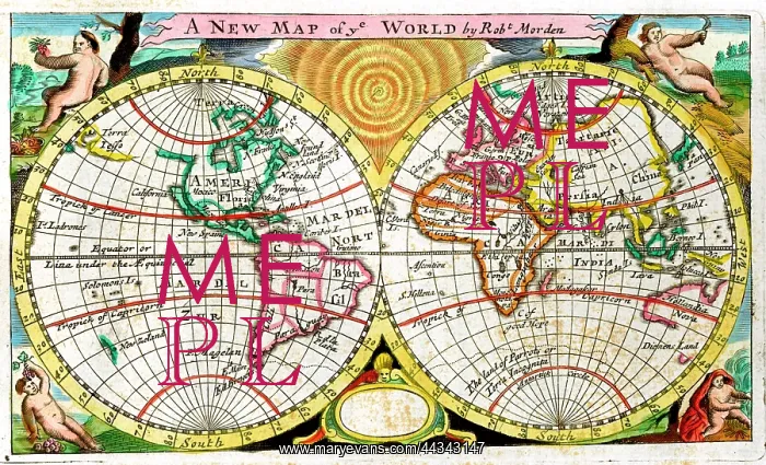  : 16th  /  17th century Map of the World (Hemispheres)