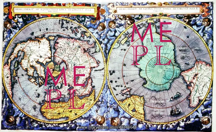  : 16th century Map of the World Hemispheres