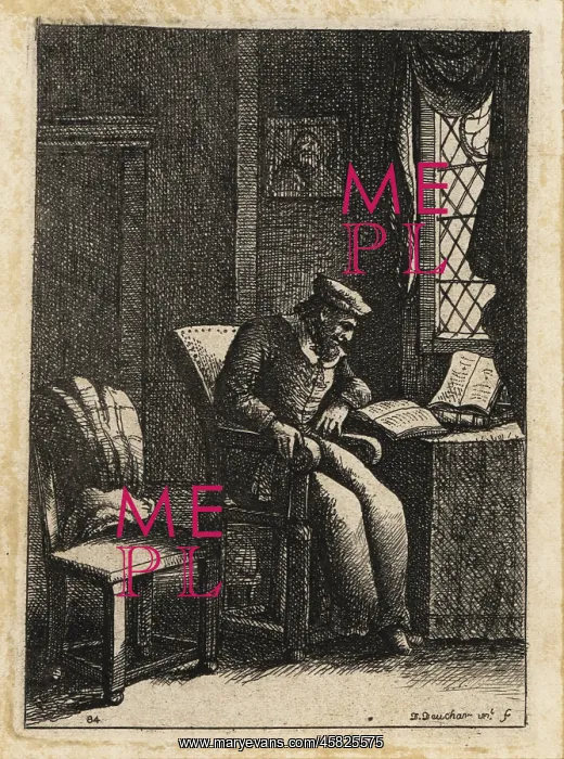 : 17th century bearded man with cap seated in a : 17th century bearded man with cap seated in a
