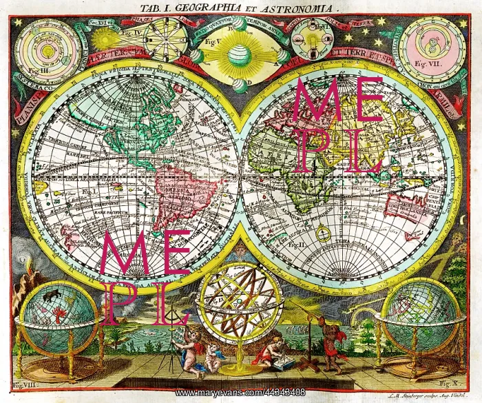 : 17th century double hemisphere Map of the World : 17th century double hemisphere Map of the World