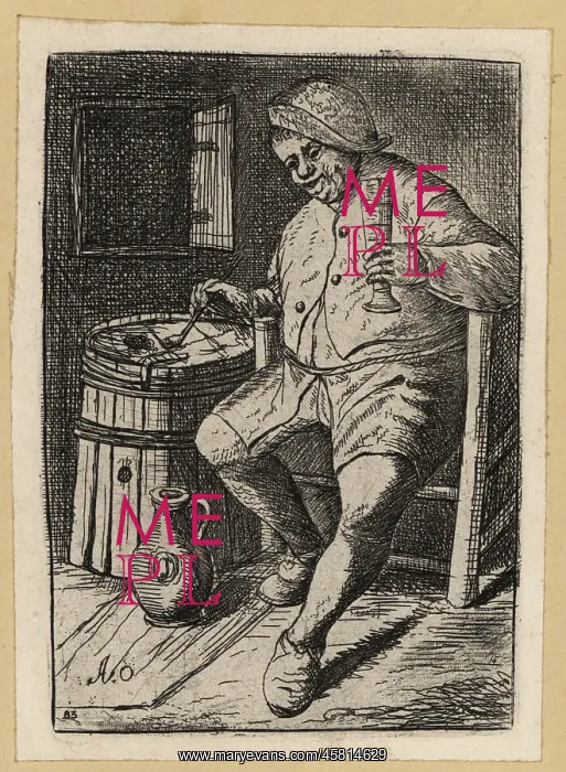 : 17th century Dutch peasant man drinking and smoking : 17th century Dutch peasant man drinking and smoking