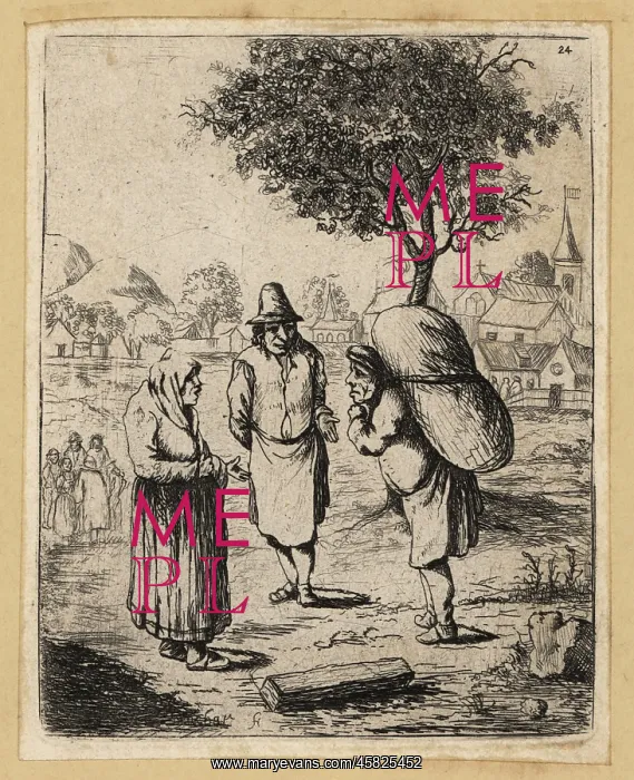 : 17th century Dutch peasants talking in a field : 17th century Dutch peasants talking in a field