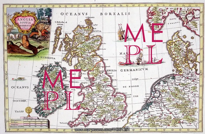  : 17th century Map of Anglia, Scotiia, Hibernia, Great Britain