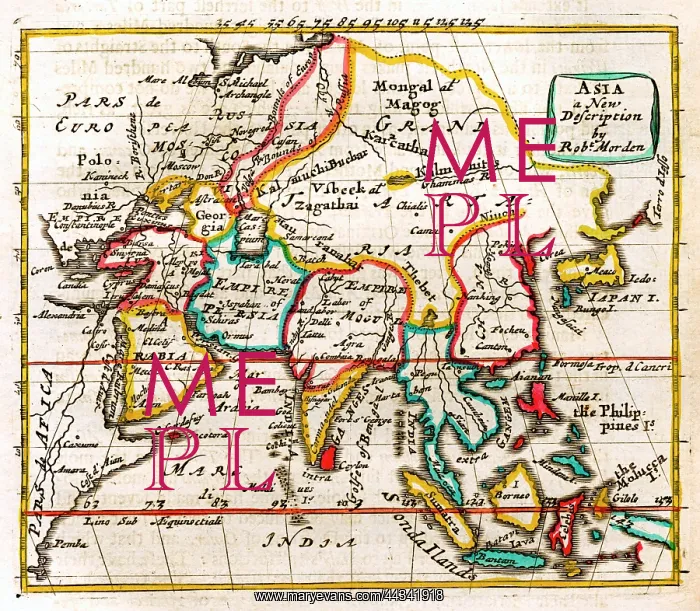  : 17th century Map of Asia - A new description