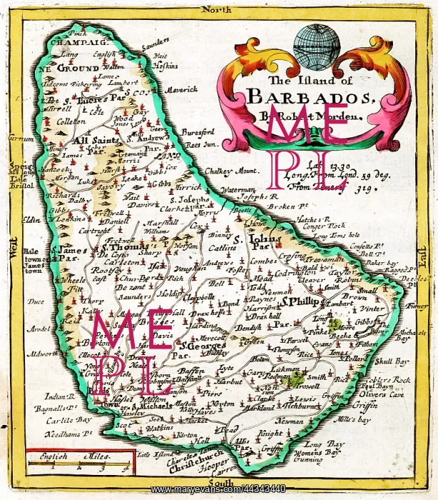 : 17th century Map of Barbados : 17th century Map of Barbados