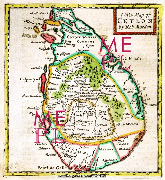  : 17th century Map of Ceylon (Sri Lanka)