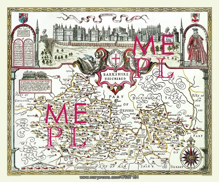 : 17th Century map of the County of Berkshire, England : 17th Century map of the County of Berkshire, England