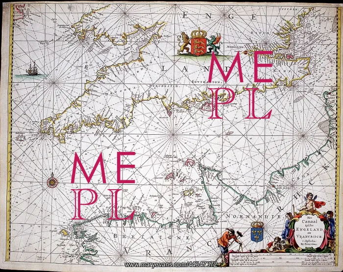 : 17th century Map of the English Channel : 17th century Map of the English Channel