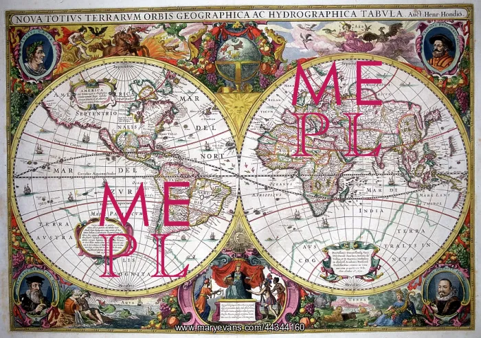 : 17th century Map of the Hemispheres of the World