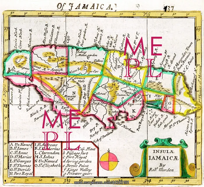  : 17th century Map of Iamaicae (Jamaica)