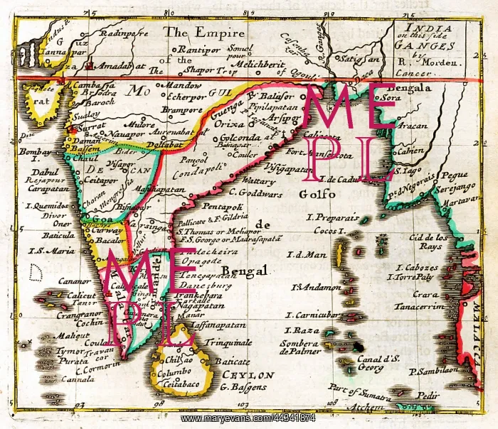  : 17th century Map of India and the Ganges