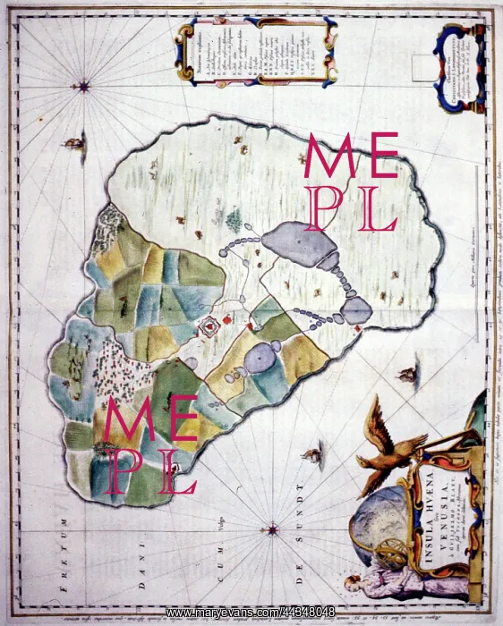 : 17th century Map of the Island of Hven, Denmark : 17th century Map of the Island of Hven, Denmark