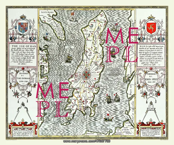 : 17th Century map of the isle of Man : 17th Century map of the isle of Man