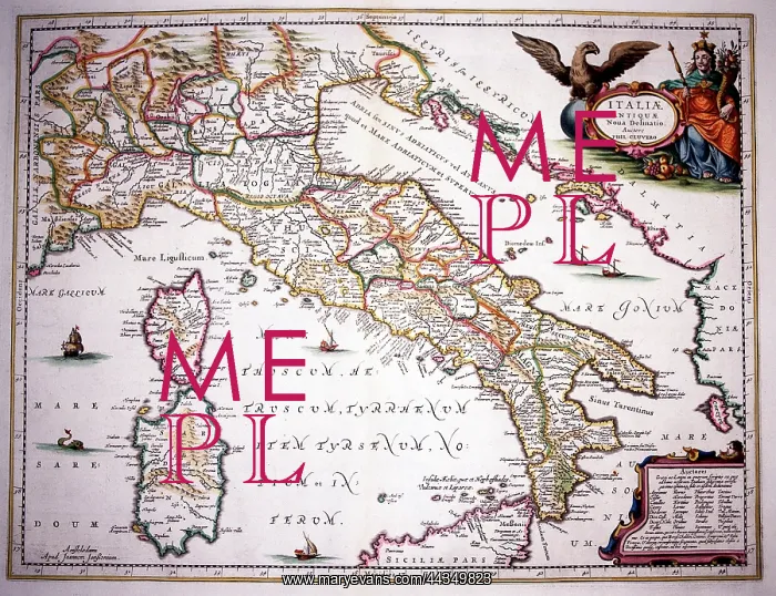 : 17th century Map of Italy (Antique)