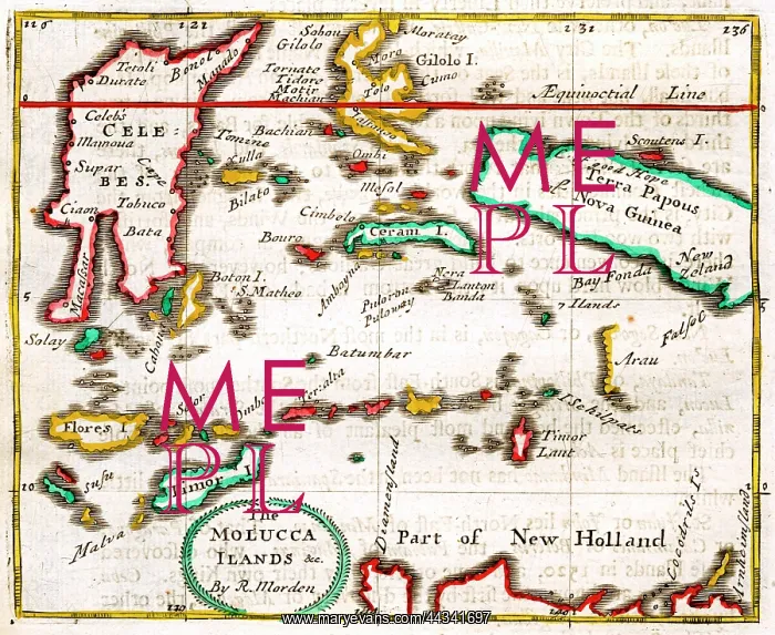  : 17th century Map of the Moluccas, Indonesia