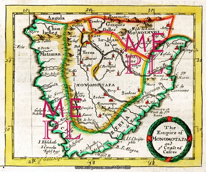 : 17th century Map of Monomotapa (Mutapa) : 17th century Map of Monomotapa (Mutapa)