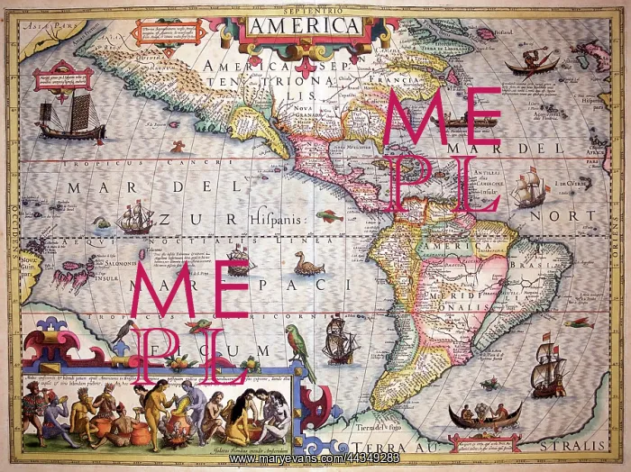  : 17th century Map of North and South America
