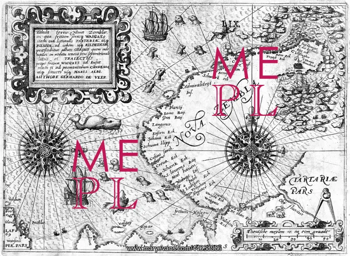  : 17th century Map of Nova Zembla, Russian Arctic
