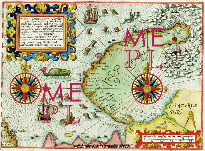  : 17th century Map of Nova Zembla, Russian Arctic