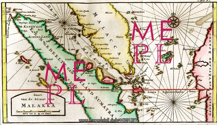 : 17th century map of the Straits of Malacca : 17th century map of the Straits of Malacca