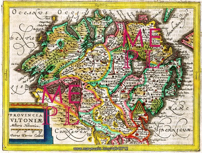 : 17th century Map of Ulster, Ireland : 17th century Map of Ulster, Ireland
