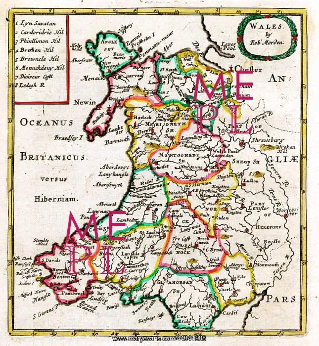  : 17th century Map of Wales