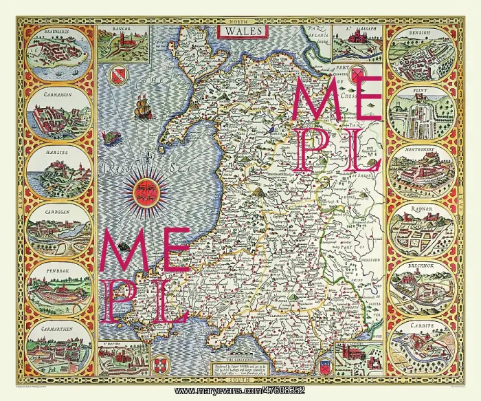 : 17th Century map of Wales : 17th Century map of Wales