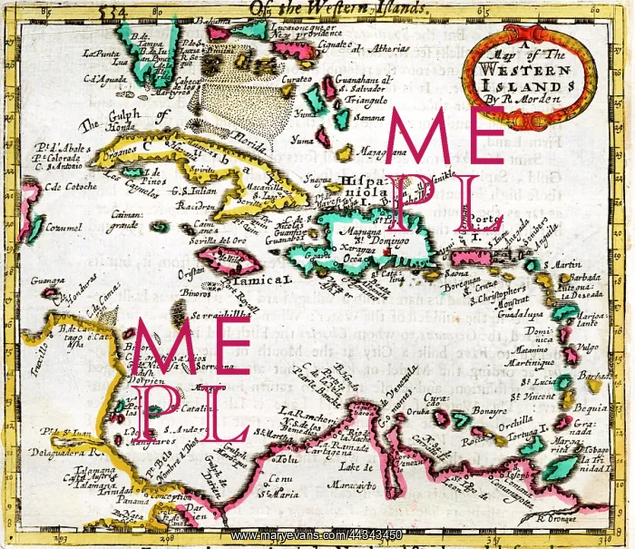 : 17th century Map of the West Indies : 17th century Map of the West Indies