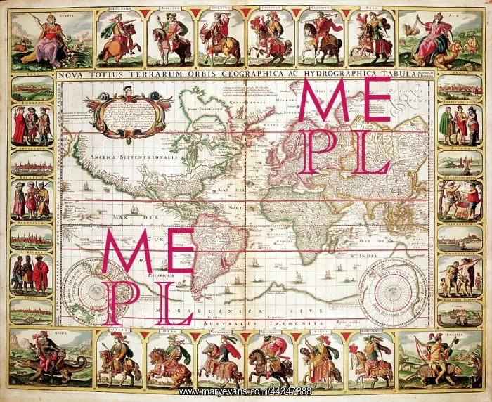 : 17th century Map of the World - 12 Caesars Map : 17th century Map of the World - 12 Caesars Map