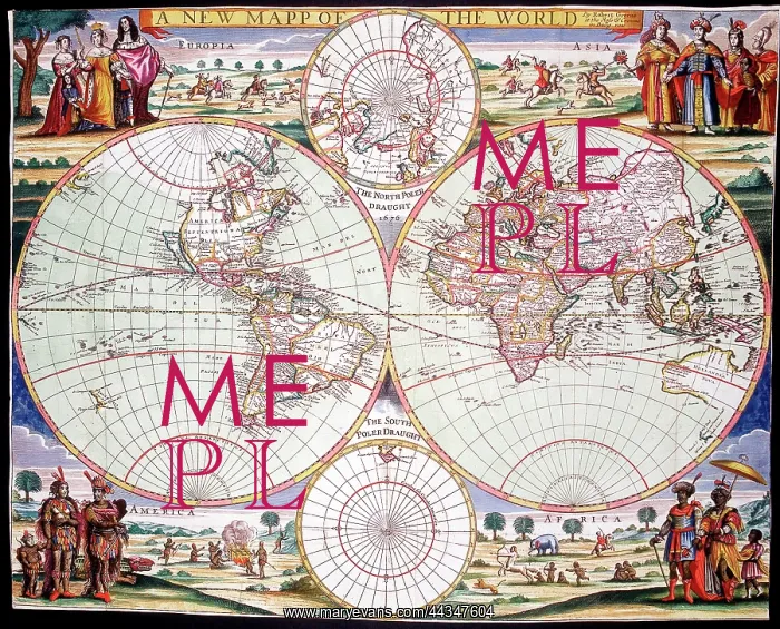 : 17th century Map of the World : 17th century Map of the World