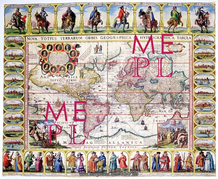 : 17th century Map of the World (Mercator Projection) : 17th century Map of the World (Mercator Projection)