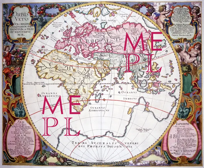 : 17th century Map of the World - Orbis Vetus : 17th century Map of the World - Orbis Vetus