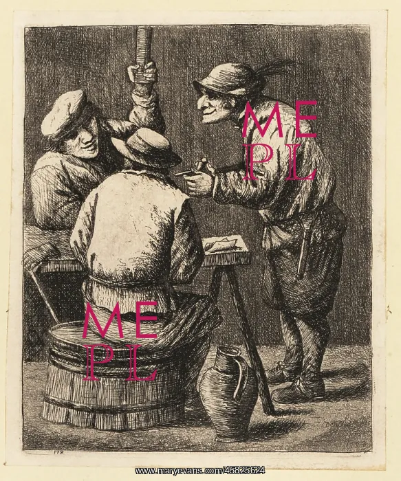 : 17th century peasants drinking at a tressle table : 17th century peasants drinking at a tressle table