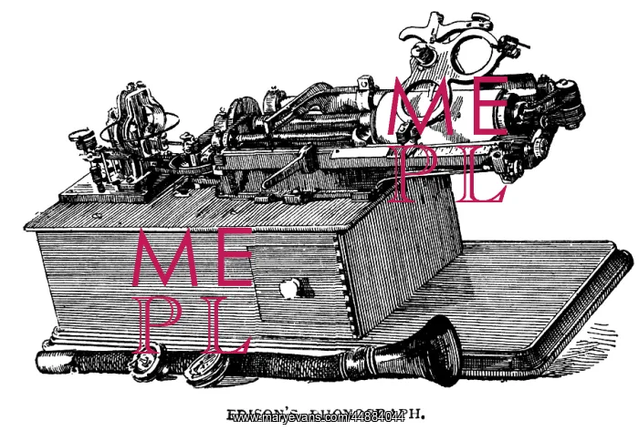 : 1800s Drawing Of Phonograph Invented : 1800s Drawing Of Phonograph Invented
