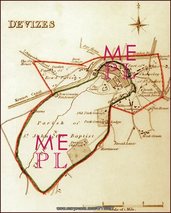 : 1832 Victorian Map of Devizes : 1832 Victorian Map of Devizes