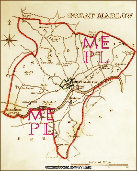 : 1832 Victorian Map of Great Marlow : 1832 Victorian Map of Great Marlow