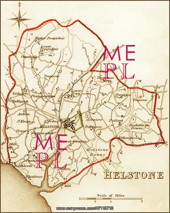 : 1832 Victorian Map of Helston : 1832 Victorian Map of Helston