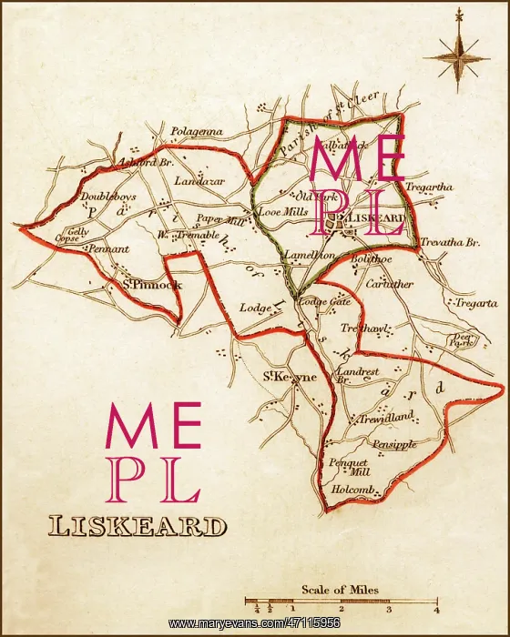 : 1832 Victorian Map of Liskeard : 1832 Victorian Map of Liskeard
