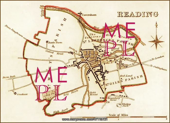 : 1832 Victorian Map of Reading : 1832 Victorian Map of Reading